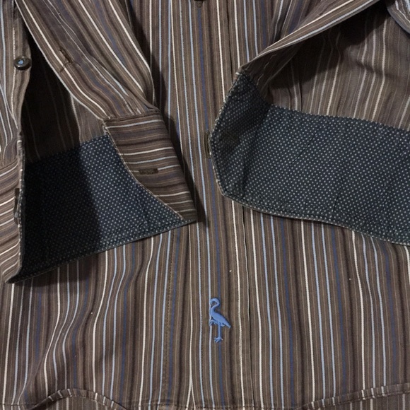 Tailorbyrd Classic Fit 100%Cotton Black Grey Blue Stripes Mens Long Sleeve shirt - Picture 7 of 12